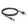 Kabel sieciowy DeLOCK M12 A-kodowany 8-pinowy wtyk męski na RJ45 męski Cat5e 2 m Czarny