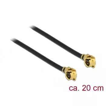 Kabel koncentryczny DeLOCK 89608 0,2 m MHF (I-PEX) Czarny Złoty