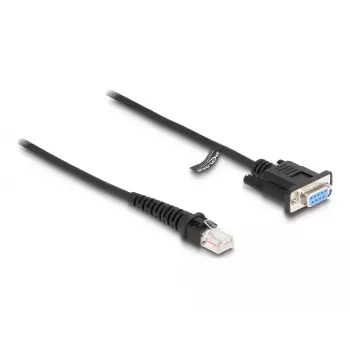DeLOCK Zwinięty kabel RJ50 męski do D-Sub 9 żeński 1,5 m czarny