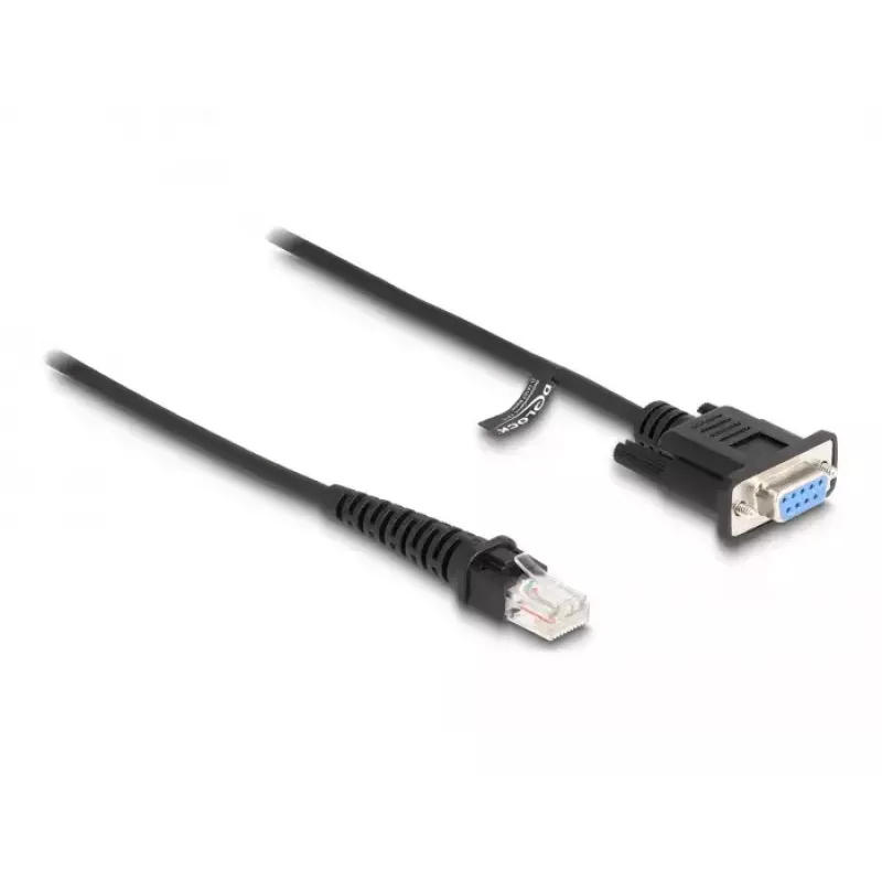 DeLOCK Zwinięty kabel RJ50 męski do D-Sub 9 żeński 1,5 m czarny