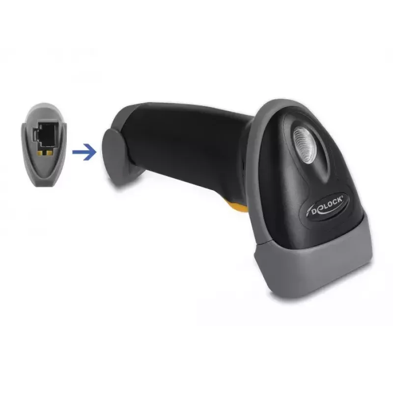 DeLOCK USB Skaner kodów kreskowych 1D Laserowy Czarny Ręczny Przewodowy Kabel 2 m