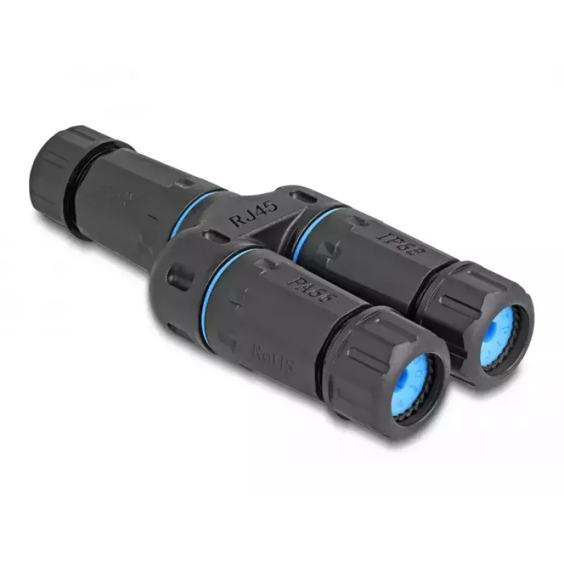 DeLOCK kabel Connector RJ45 jack na 2 x RJ45 jack Cat.6A wodoszczelny