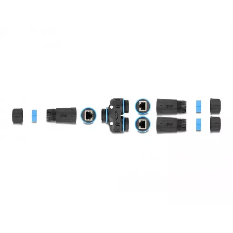 DeLOCK kabel Connector RJ45 jack na 2 x RJ45 jack Cat.6A wodoszczelny