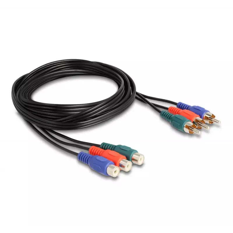 DeLOCK kabel przedłużający RCA RGB 3 x męski na 3 x żeński 1 m