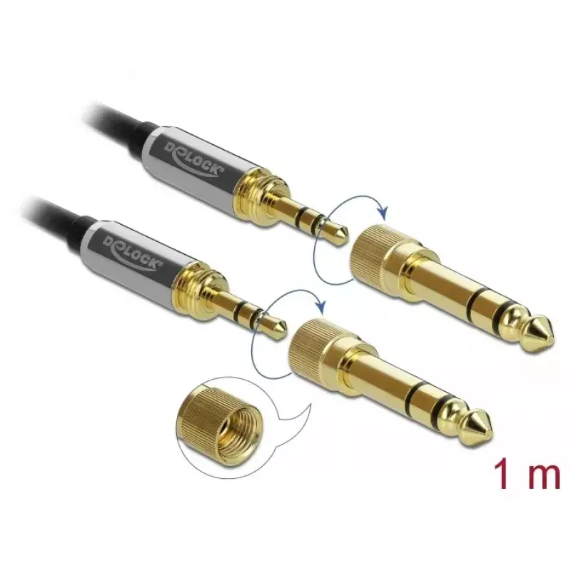 Kabel audio DeLOCK 85785 1m 3.5mm Czarny Szary