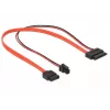 Kabel SATA DeLOCK 0.3m SATAIII 7p + 4p/cienki SATAIII 13p