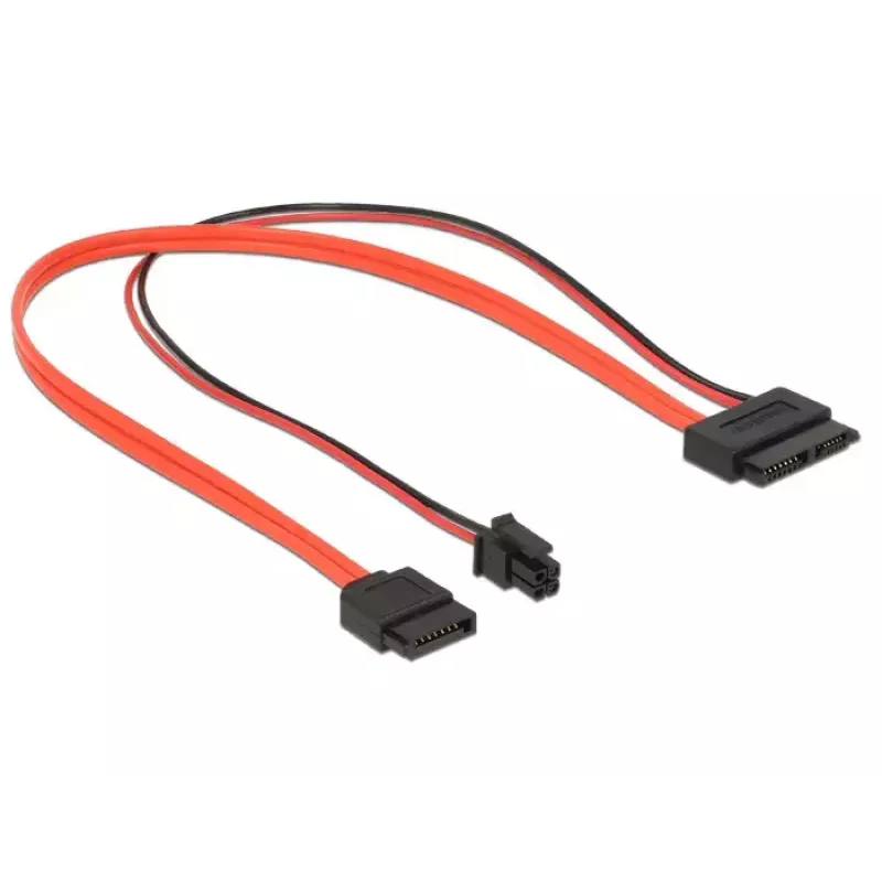 Kabel SATA DeLOCK 0.3m SATAIII 7p + 4p/cienki SATAIII 13p