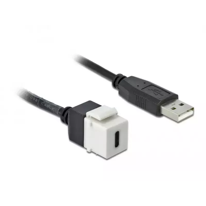 Moduł Keystone DELOCK 86382 Płaski Czarno-Biały USB C