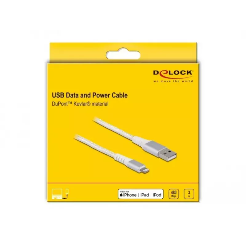 DeLOCK kabel USB do transmisji danych i ładowania dla iPhone, iPad, iPod 3 m Lightning