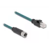Kabel przejściowy DeLOCK M12 8-stykowy żeński złącze X-kodowane na RJ45 męski 50 cm