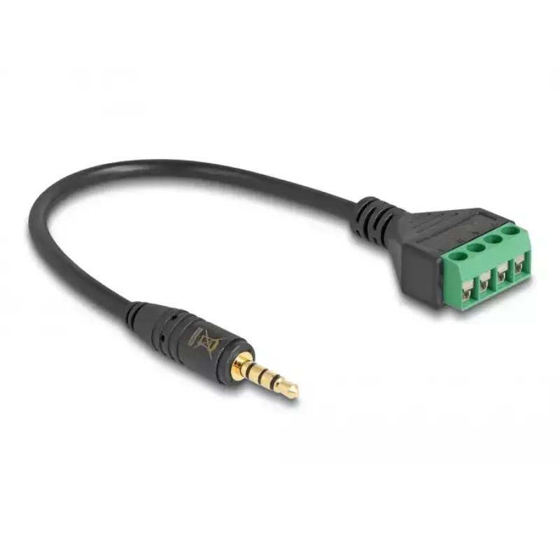 Kabel audio DeLOCK 66268 0.2m 3.5mm żeński terminal męski czarny zielony