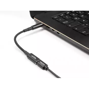 adapter kablowya DeLOCK USB Type-C żeński na HP 4.8 x 1.7 mm męski 90° 15 cm