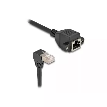 Przedłużacz sieciowy DeLOCK S/FTP RJ45 kątowy 90° na RJ45 kat.6A 1 m czarny