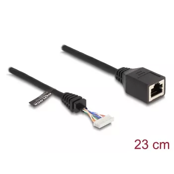 Kabel sieciowy DeLOCK 88006 gniazdo RJ45 na żeńskie złącze pinowe Cat5e 0,23 m czarny