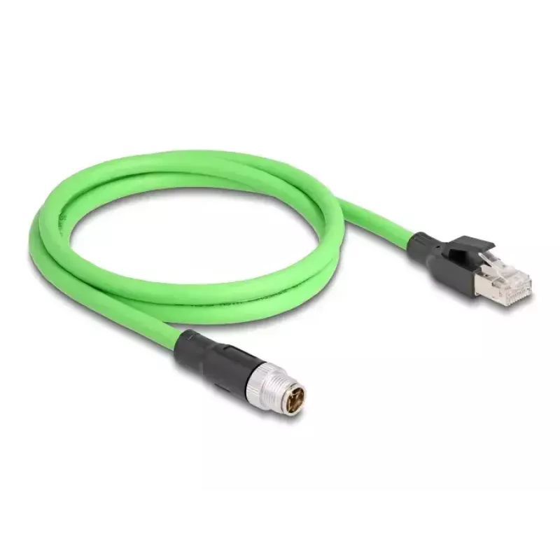 Kabel sieciowy DeLOCK M12 X-coded 8 pin męski na RJ45 męski PUR TPU 2 m