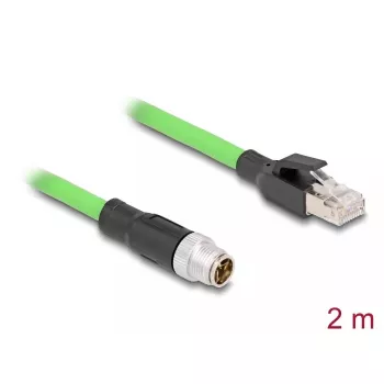 Kabel sieciowy DeLOCK M12 X-coded 8 pin męski na RJ45 męski PUR TPU 2 m