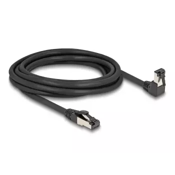Kabel sieciowy DeLOCK RJ45 Cat.8.1 skierowany pod kątem 90° w dół / prosty 3 m czarny
