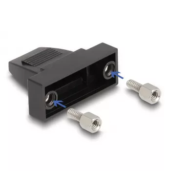 Osłona kabla DELOCK D-Sub 9-pin do kabla płaskiego, plastik, czarny, 25×32×14 mm