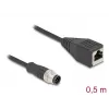 Kabel sieciowy DeLOCK M12 Kabel A-kodowany 8-pin męski na RJ45 żeński Cat5e 0,5 m Czarny