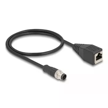Kabel sieciowy DeLOCK M12 Kabel A-kodowany 8-pin męski na RJ45 żeński Cat5e 0,5 m Czarny