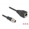 Kabel sieciowy DeLOCK M12 X-kodowany 8-pin męski na RJ45 żeński Cat5e 0,5 m Czarny