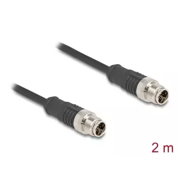 Kabel sieciowy DeLOCK M12 X-kodowany 8-pinowy wtyk do wtyku Cat5e 2 m Czarny