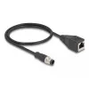 Kabel sieciowy DeLOCK M12 D-kodowany 4-pinowy męski na RJ45 żeński Cat5e 0,5 m czarny