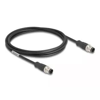Kabel sieciowy DeLOCK M12 D-kodowany 4-pinowy męski do męskiego Cat5e 2 m Czarny