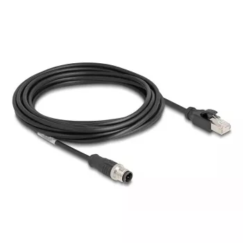 Kabel sieciowy DeLOCK M12 Kabel D-kodowany 4-pinowy męski na RJ45 męski Cat5e 5m Czarny