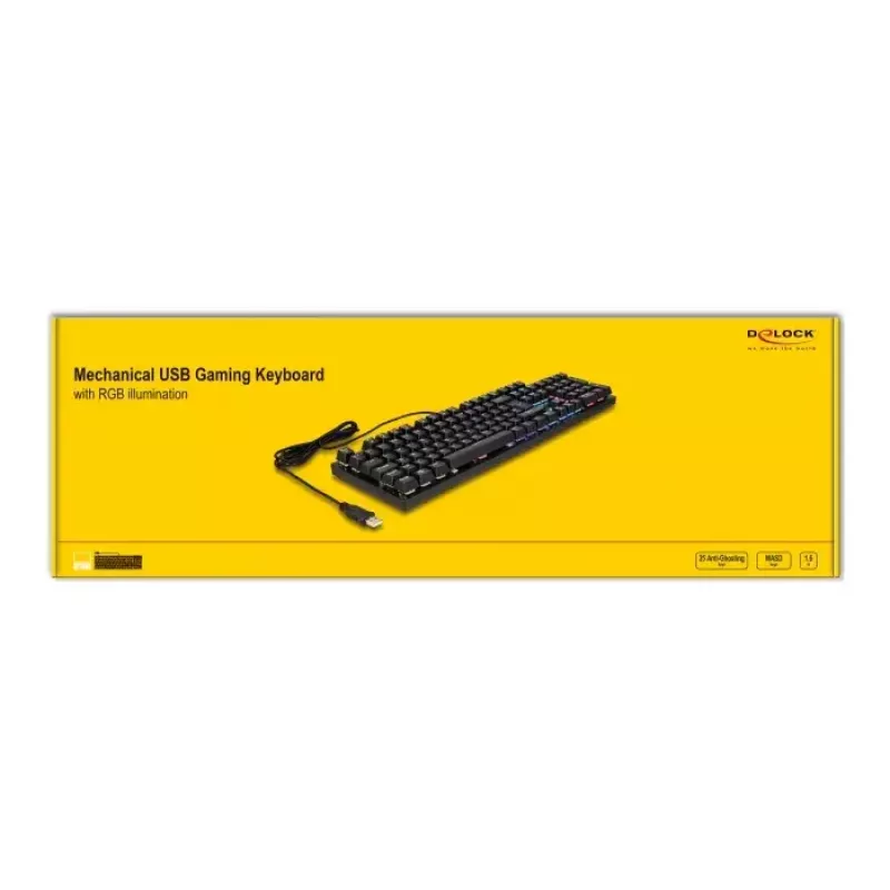 DeLOCK 12115 Klawiatura gamingowa USB QWERTZ niemiecka czarna mechaniczna RGB