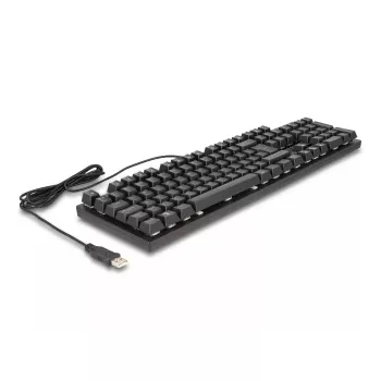 DeLOCK 12115 Klawiatura gamingowa USB QWERTZ niemiecka czarna mechaniczna RGB