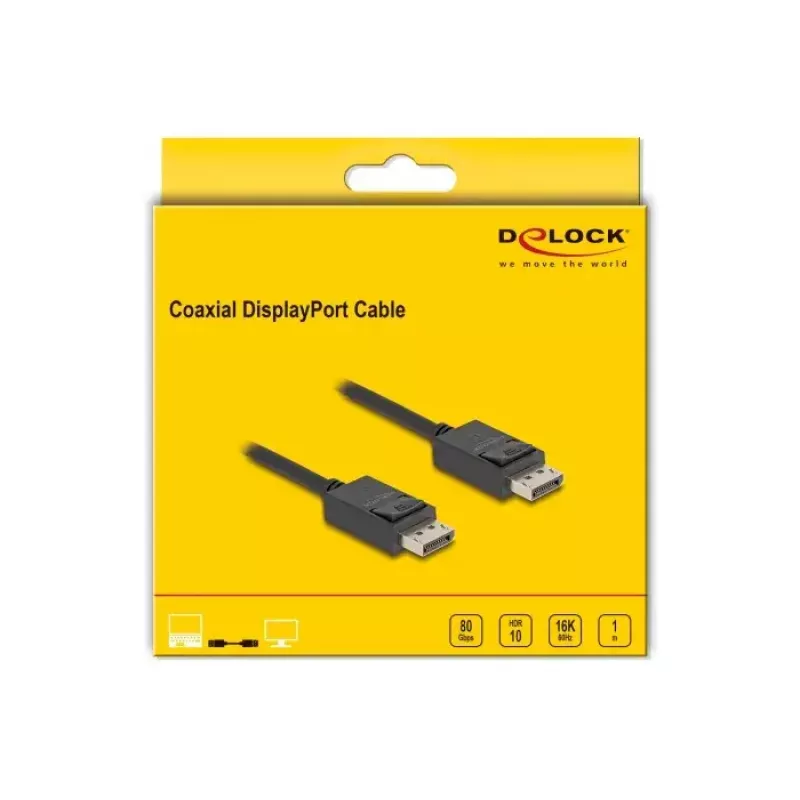Kabel koncentryczny DisplayPort DeLOCK 80491 16K 60 Hz 80 Gb/s 1 m