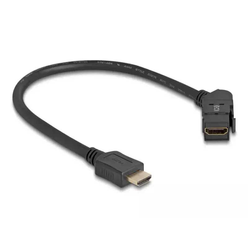 DeLOCK panelowy montażowy przewód HDMI żeński 45° kątowy na męski 30 cm 8K 60 Hz czarny