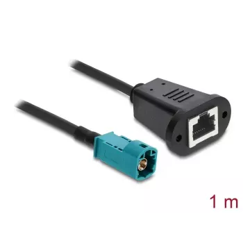 Kabel koncentryczny DELOCK 90699 ze złączami HSD Z na RJ-45, 1 m, czarno-niebieski