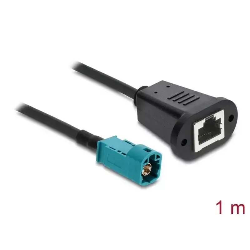 Kabel koncentryczny DELOCK 90699 ze złączami HSD Z na RJ-45, 1 m, czarno-niebieski