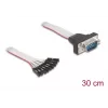Płaski kabel taśmowy RS-232 DELOCK 9-pinowe złącze żeńskie do D-Sub 9-pin męskiego z nakrętkami, 30 cm, czarno-szary