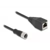 adapter kablowyowy DeLOCK M12 D‑kodowany 4‑pinowe gniazdo żeńskie na RJ45 żeńskie 50 cm