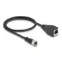 adapter kablowyowy DeLOCK M12 D‑kodowany 4‑pinowe gniazdo żeńskie na RJ45 żeńskie 50 cm