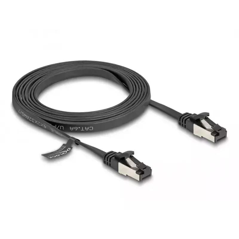 Kabel sieciowy DeLOCK RJ45 płaski patch kabel wtyk do wtyku kat.8.1 2 m czarny