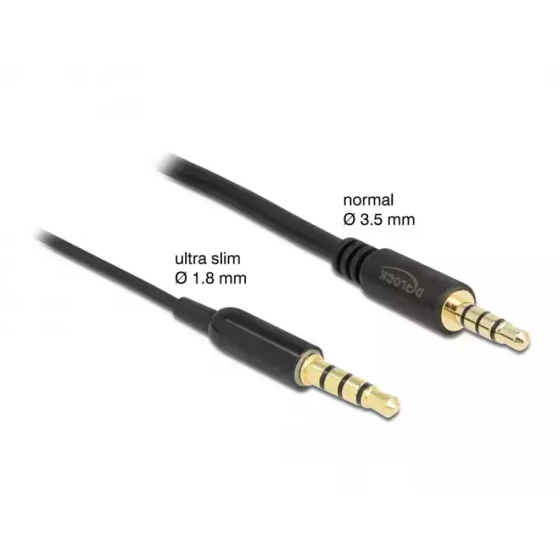 Przedłużacz audio DeLOCK 66074 3,5 mm 4-pin męski na żeński Ultra cienki 0,5 m czarny