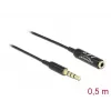 Przedłużacz audio DeLOCK 66074 3,5 mm 4-pin męski na żeński Ultra cienki 0,5 m czarny