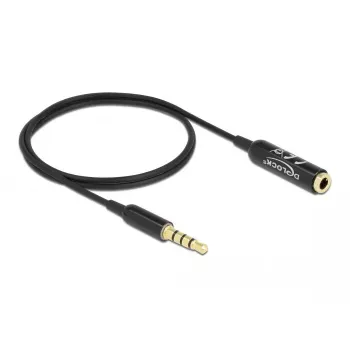 Przedłużacz audio DeLOCK 66074 3,5 mm 4-pin męski na żeński Ultra cienki 0,5 m czarny