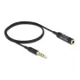 Przedłużacz audio DeLOCK 66074 3,5 mm 4-pin męski na żeński Ultra cienki 0,5 m czarny