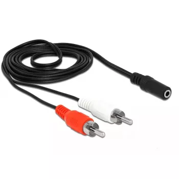 Kabel audio DeLOCK 85808 1,4 m 2xRCA 3,5 mm czarny czerwony biały