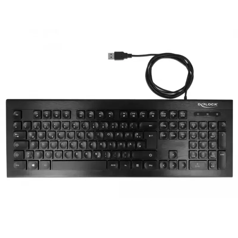 Klawiatura DeLOCK 12672 Biurowa USB QWERTZ Niemiecki Czarny