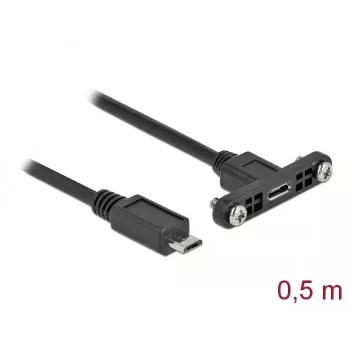 DeLOCK Kabel USB 2.0 Micro-B żeński do montażu panelowego na USB 2.0 Micro-B męski 0,5 m