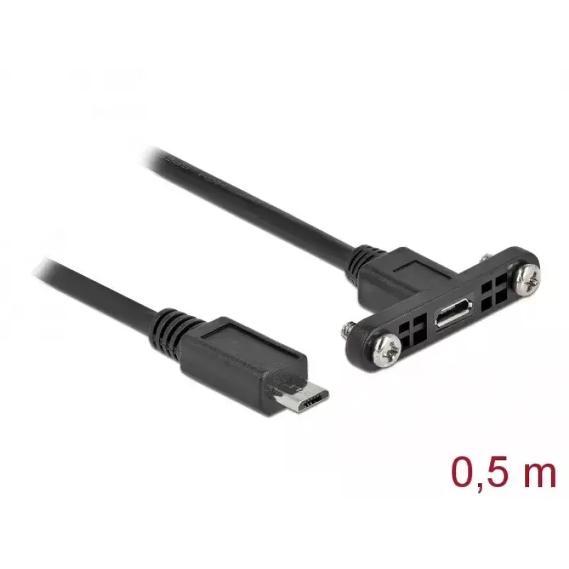 DeLOCK Kabel USB 2.0 Micro-B żeński do montażu panelowego na USB 2.0 Micro-B męski 0,5 m