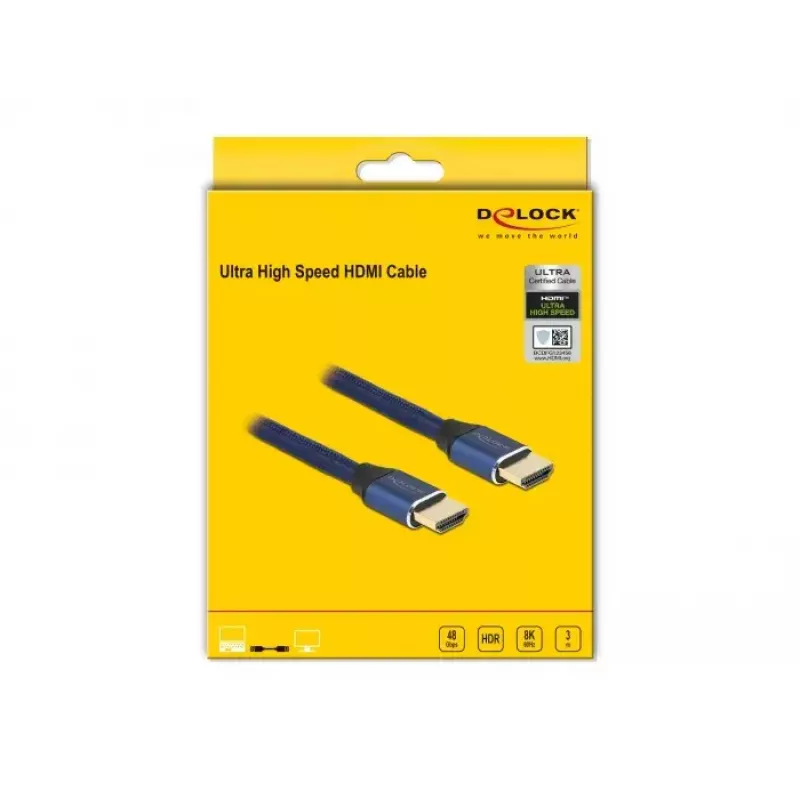 Kabel HDMI DeLOCK Ultra High Speed 48 Gbps 8K 60 Hz niebieski 3 m