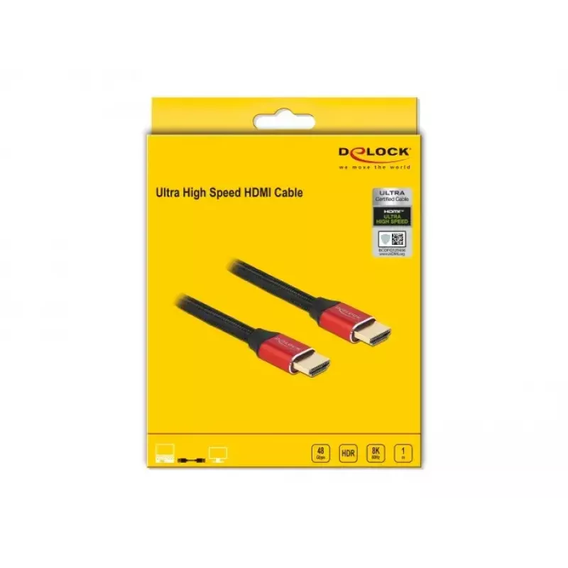 Kabel HDMI DeLOCK Ultra High Speed 48 Gbps 8K 60 Hz czerwony 1 m
