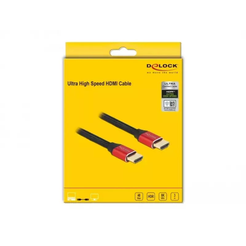 Kabel HDMI DeLOCK Ultra High Speed 48 Gbps 8K 60 Hz Czerwony 3 m